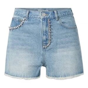 AREA Light Blue Jean Shorts with Sparkling Accents